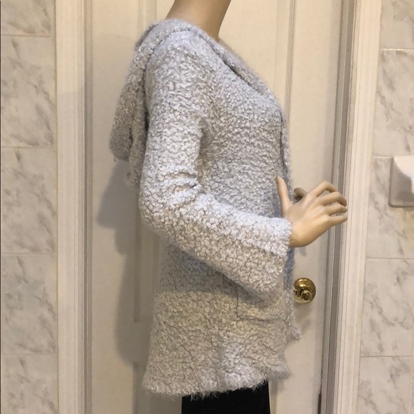 FUZZY GREY CARDIGAN SWEATER - Picture 5 of 8